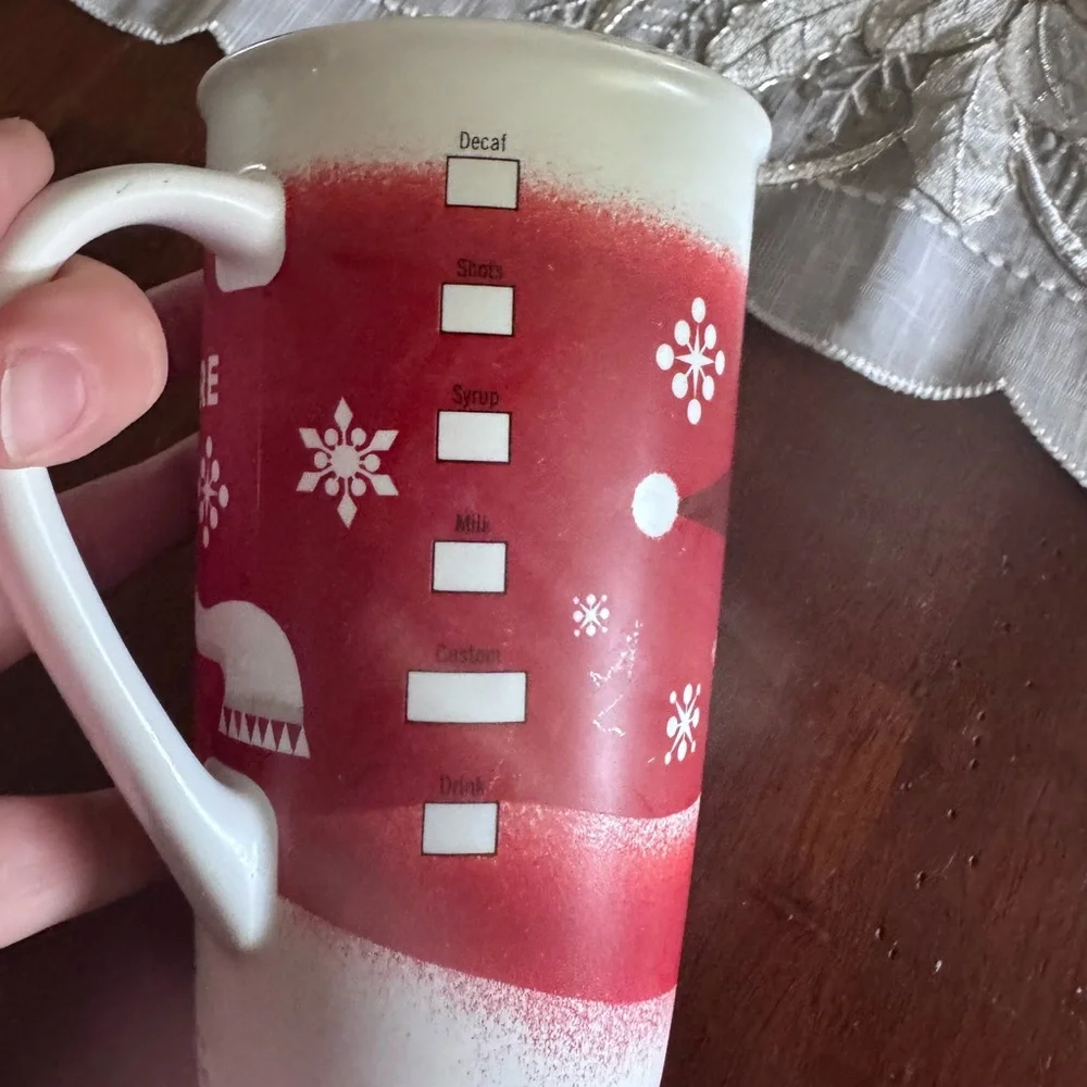 Vintage 2010 Starbucks Red and White Holiday Mug